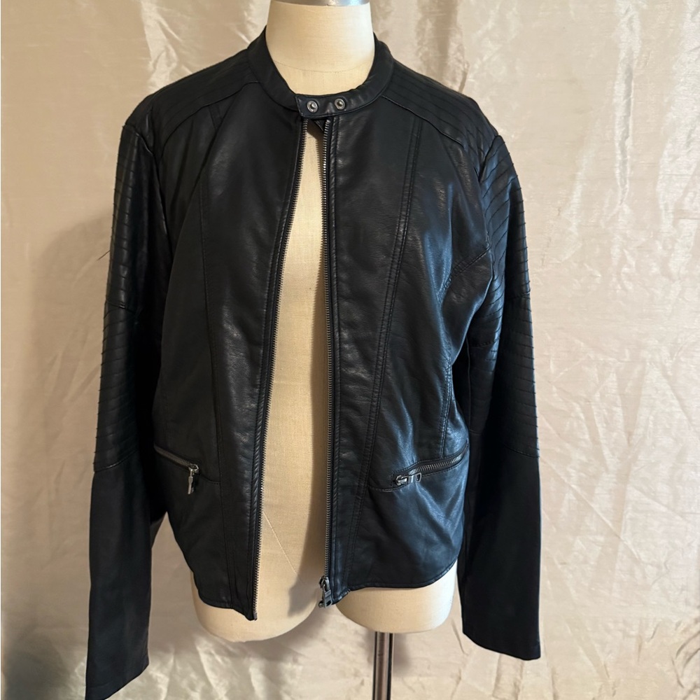 New Black Faux Leather Jacket - SZ XXL